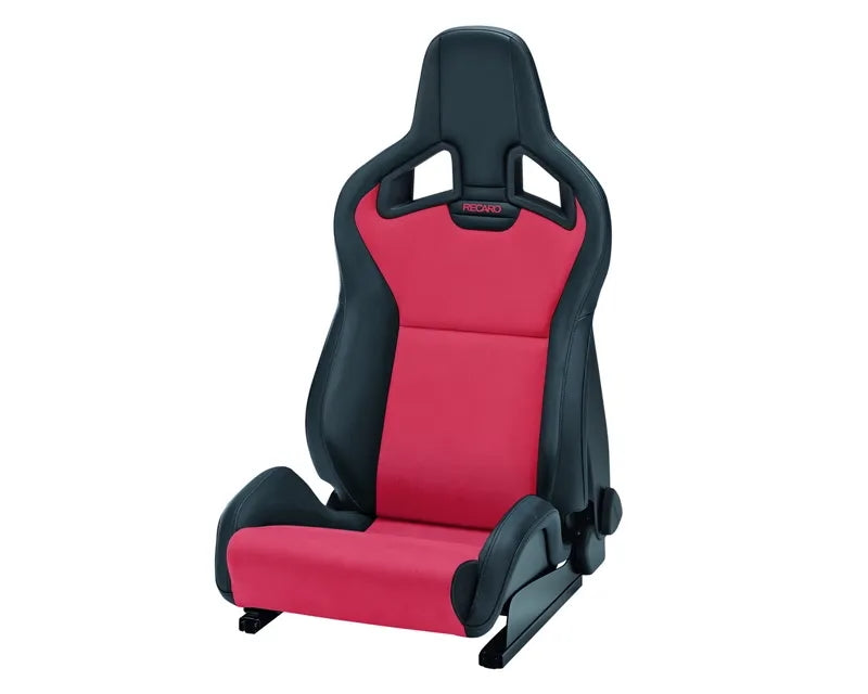 RECARO SPORTSTER CS -DRIVER SIDE, VINYL BLACK BOLSTER, SUEDE RED INSERT, RED LOGO, 3/4 POINT BELT (410.100.3164)