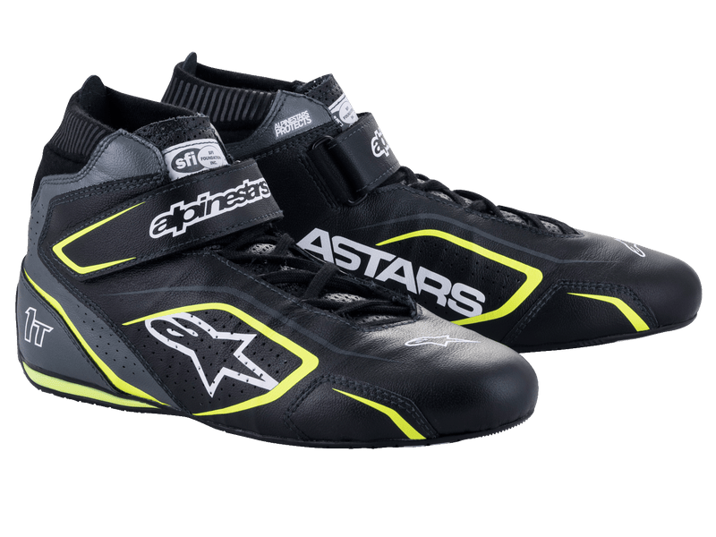 ALPINESTARS TECH-1 T V3 SHOES US - BLACK COOL GRAY YELLOW FLUO - 10 (2710122-1055-10)