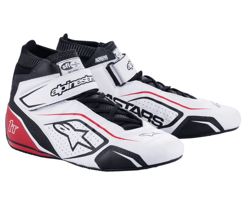 ALPINESTARS TECH-1 T V3 SHOES US - WHITE BLACK RED - 7 (2710122-213-7)