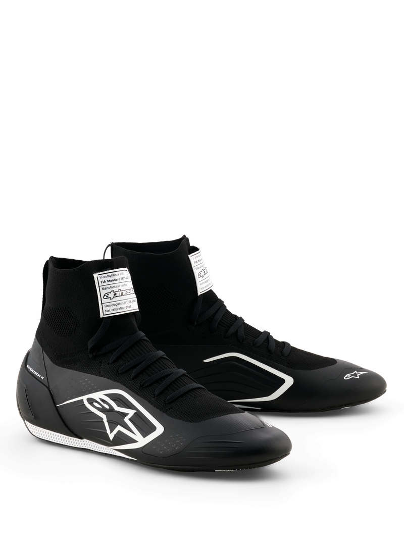 ALPINESTARS SUPERTECH K SHOES FIA - BLACK WHITE - 5 (2710526-12-5)