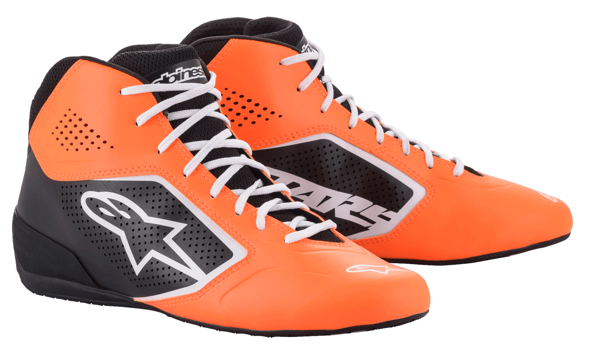 ALPINESTARS TECH-1 K START V2 SHOES - ONG FL BLK WHT - 13 (2711521-4512-13)