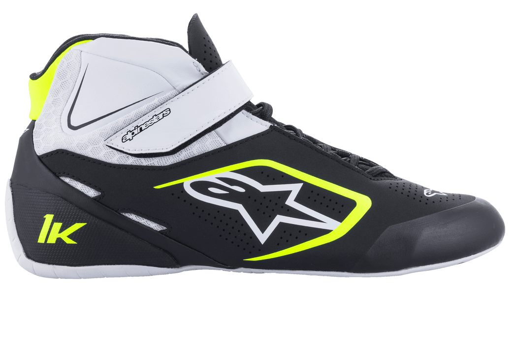 ALPINESTARS TECH-1 K V2 SHOES - BLACK WHITE YELLOW FLUO - 8.5 (2712022-125-8.5)