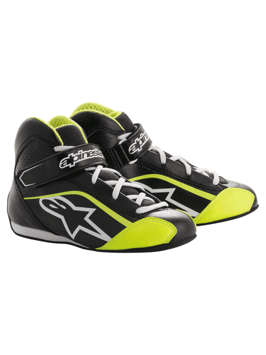 ALPINESTARS TECH-1 K S. SHOES - BLACK WHITE YELLOW FLUO - 12.5 (2712518-125-12.5)