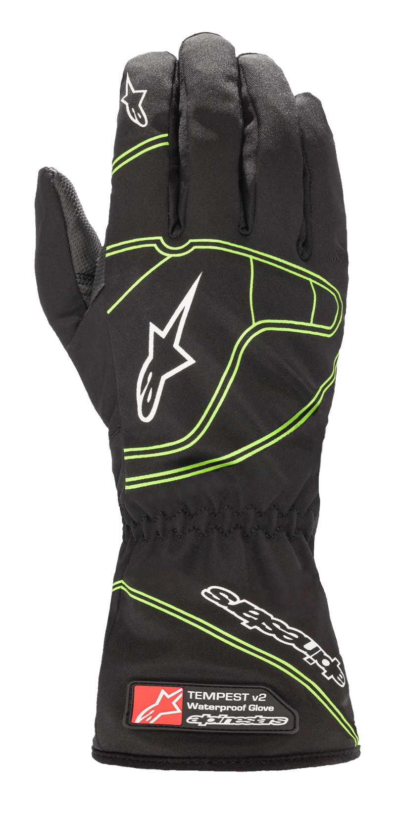 ALPINESTARS TEMPEST V2 S WATERPROOF GLOVES - BLACK FLUO GREEN - S (3542321-167-S)