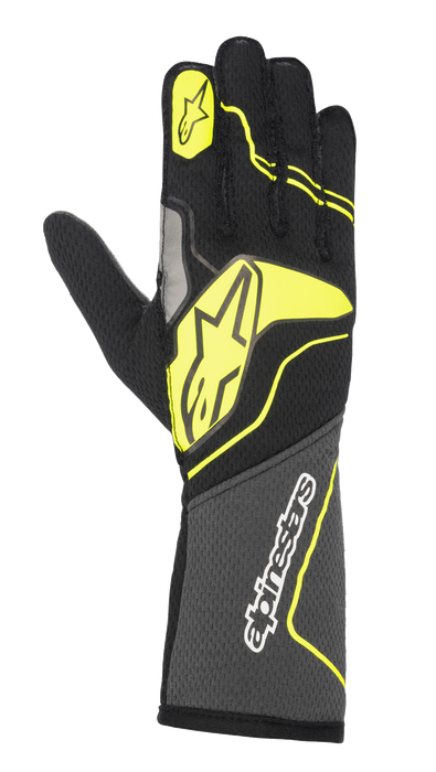 ALPINESTARS TECH-1 ZX V3 GLOVES SFI - TAR GRAY BLACK YELLOW FLUO - S (3550323-9151-S)