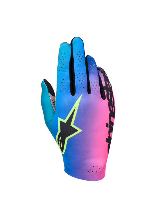 ALPINESTARS SIM GLOVES GRAPHIC 2 - PINK FL CYAN BLK SAFETY YELLOW - S (3550926-3165-S)