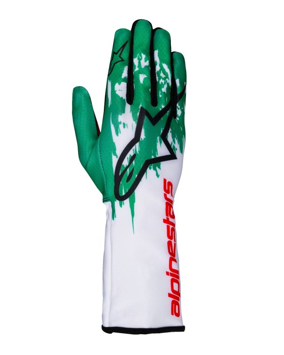 ALPINESTARS TECH-1 K V3 GLOVES - WHITE GREEN RED - XL (3551724-263-XL)