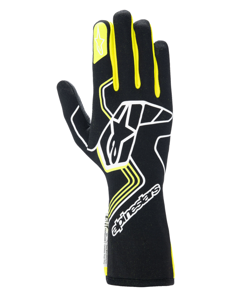 ALPINESTARS TECH-1 RACE V4 GLOVES FIA/SFI - BLACK YELLOW FLUO - S (3552024-155-S)