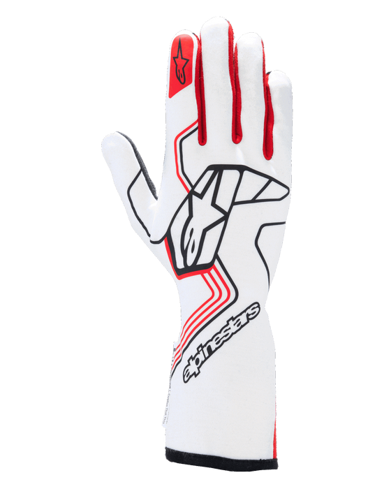 ALPINESTARS TECH-1 RACE V4 GLOVES FIA/SFI - WHITE RED - M (3552024-23-M)