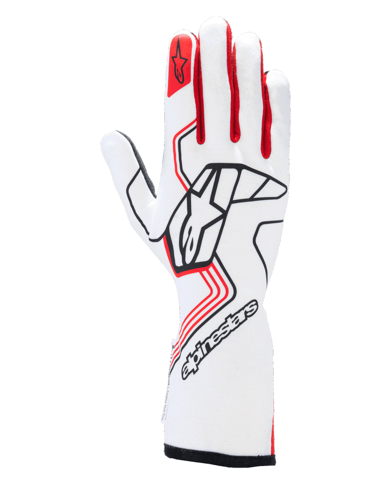 ALPINESTARS TECH-1 RACE V4 GLOVES FIA/SFI - WHITE RED - M (3552024-23-M)