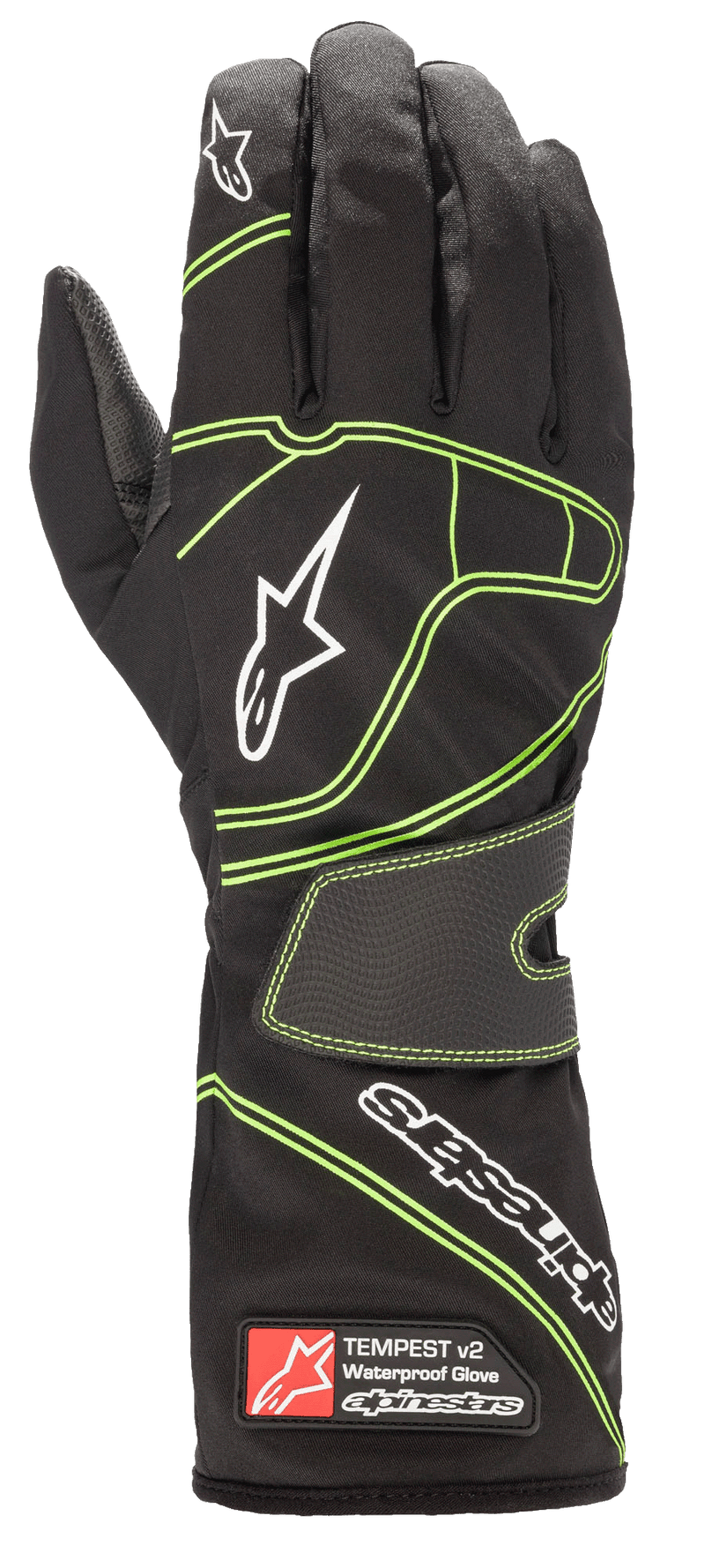 ALPINESTARS TEMPEST V2 WATERPROOF GLOVES - BLACK FLUO GREEN - 2XL (3552321-167-2XL)