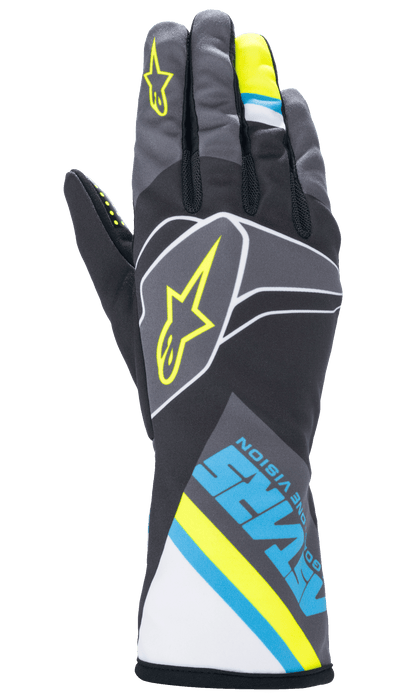 ALPINESTARS TECH-1 K RACE V2 GRAPHIC GLOVE - BLK CYAN YEL FL - XL (3553022-1757-XL)