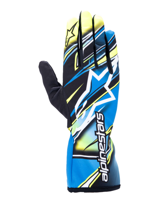 ALPINESTARS TECH-1 K RACE V2 COMPETITION GLOVES - YELLOW FLUO BLUE WHITE - 2XL (3553224-572-2XL)