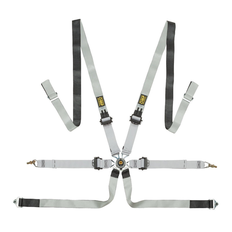 OMP SAFETY HARNESS ONE-D 2" PULL DOWN BLACK/WHITE FIA 8853-2016 (DA0-0102-A01-076)