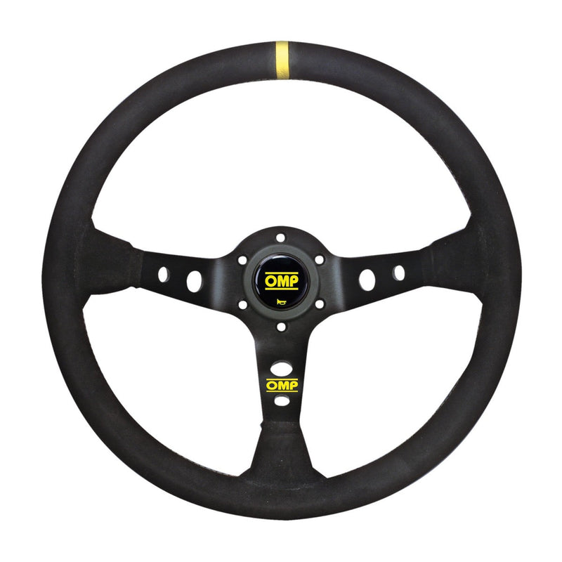 OMP DISHED STEERING WHEEL CORSICA 330,BLACK IN SUEDE LEATHER WITH ANODIZED SPOKES (OD0-2012-071)
