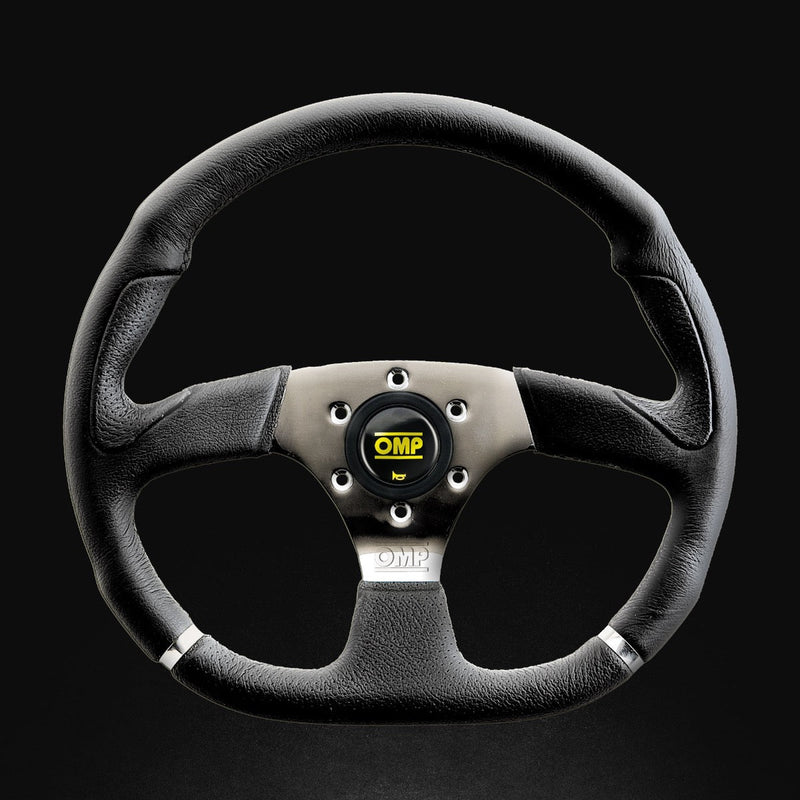 OMP STEERING WHEEL CROMO WITH 3 STEEL SPOKES SUPPLIED WITH HORN BUTTON (OD0-2018-189)