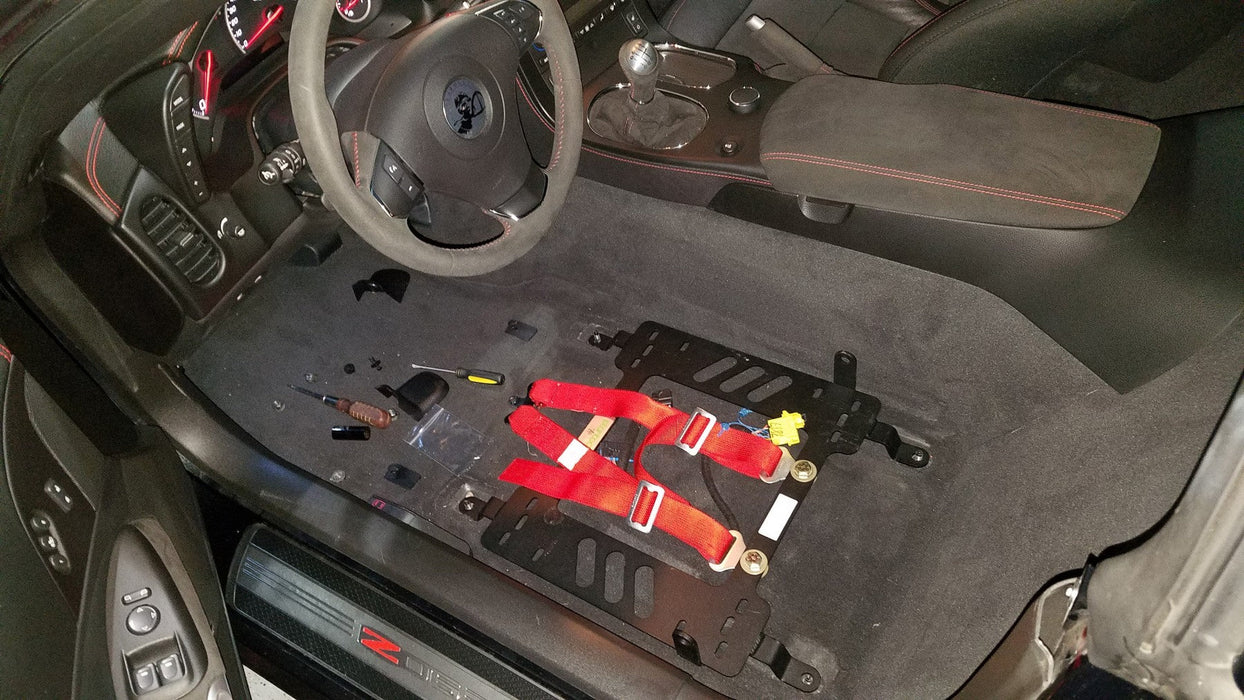 COBRA- Planted Seat Bracket- Chevrolet Corvette [C6/C7 Chassis Excluding ZR1] (2005-2019) - Driver / Left *Seat belt tab on inboard side only