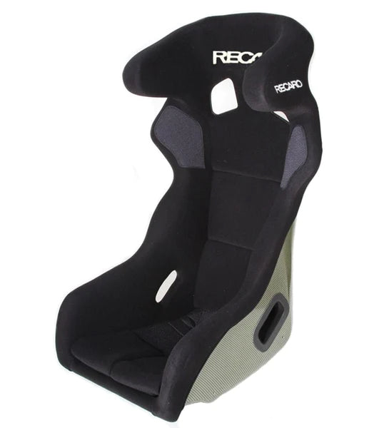 RECARO PRO RACER HANS SPA SEAT - VELOUR BLACK BOLSTER, VELOUR BLACK INSERT, WHITE LOGO, 4/5/6 POINT BELT (071.36.0630-01)