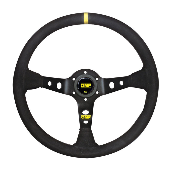 OMP DISHED STEERING WHEEL CORSICA 330,BLACK IN SUEDE LEATHER WITH ANODIZED SPOKES - OLD PART NUMBER OD/2012/NN (OD0-2012-071)