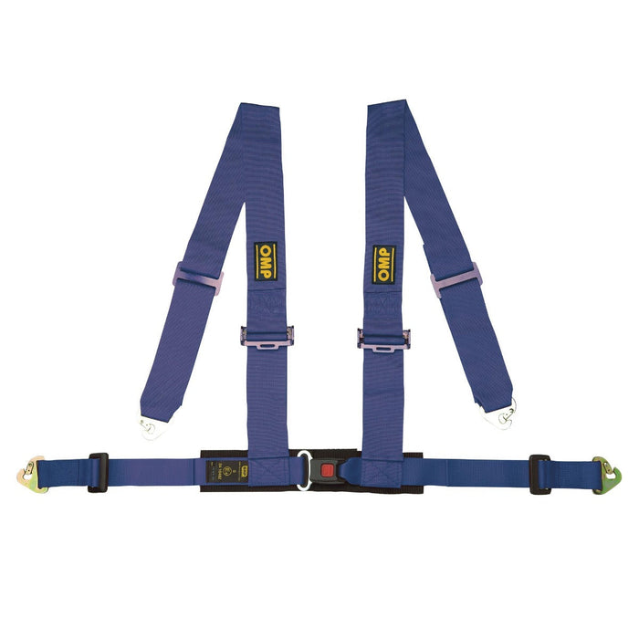 OMP SEAT BELTS ECE HOMOLOGATED RACING 4M 4 POINT HARNESS COLOUR BLUE (OLD PART NUMBER DA508041) (DA0-0508-A01-041)
